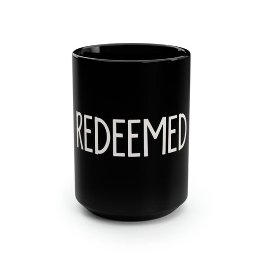 Redeemed Black Mug, 15oz